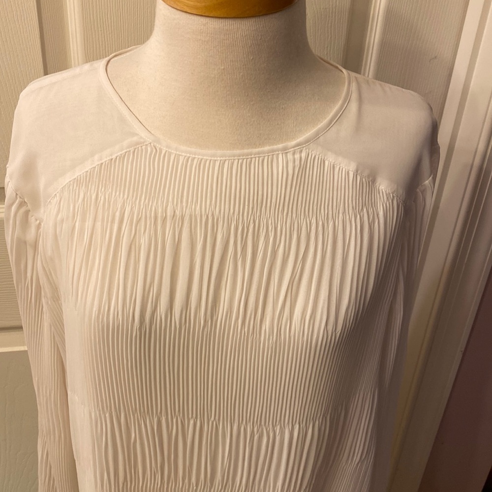 Express pin tucked white blouse